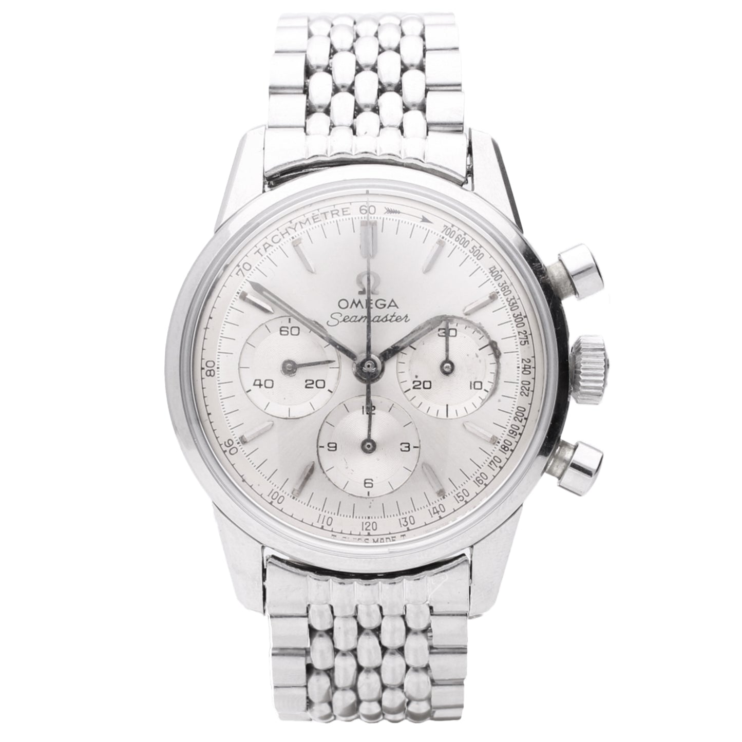 Stainless steel OMEGA Seamaster chronograph wristwatch. Made 1965