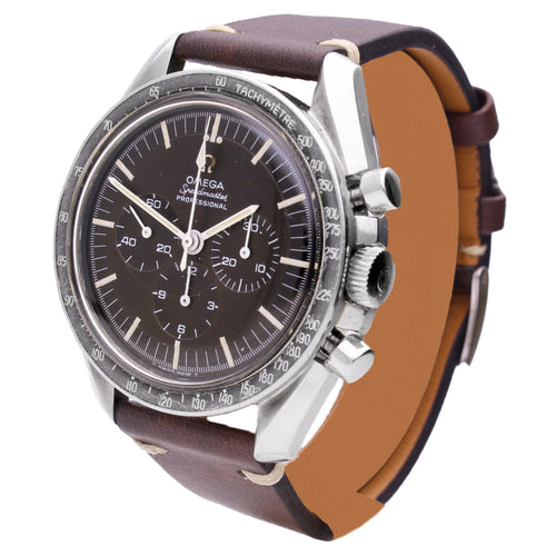 Stainless steel OMEGA ref. 145.012 Speedmaster Professional chronograph wristwatch. Made 1968