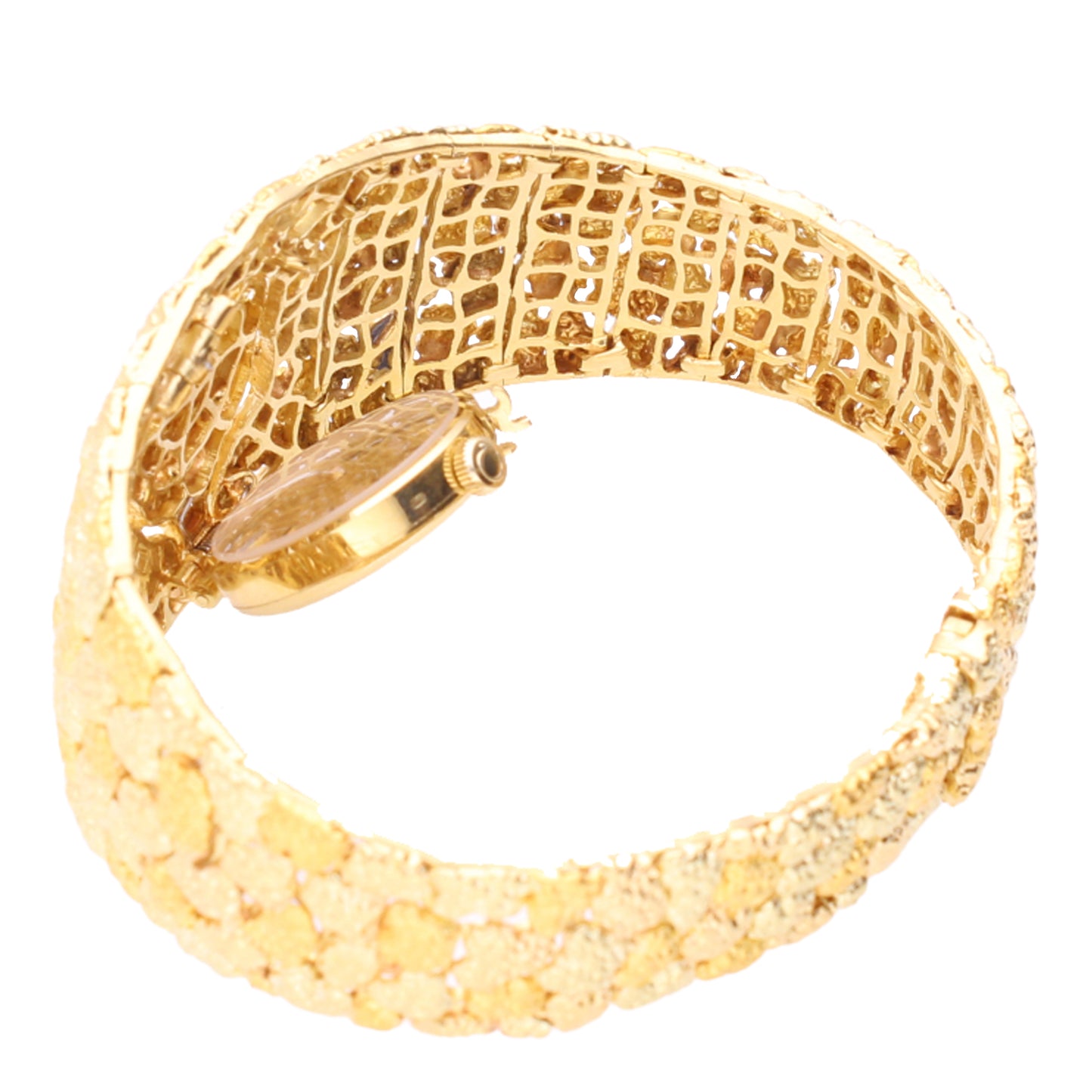 18ct yellow gold Gilbert Albert Rocaille d'Or bracelet watch. Made 1968