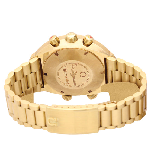 18ct yellow gold OMEGA 1st Generation Flightmaster chronograph wristwatch. Made 1971