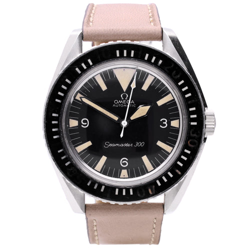 Stainless steel OMEGA US Navy Seamaster 300 automatic wristwatch (Big Triangle). Made 1967