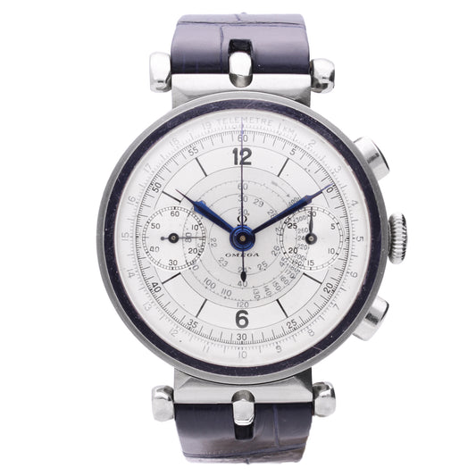 Stainless steel OMEGA 33.3 chronograph wristwatch.