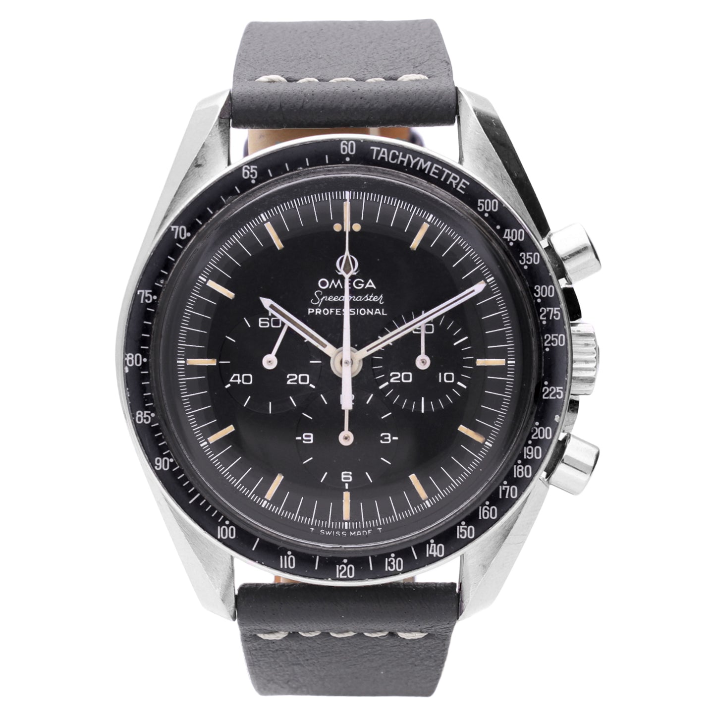 Stainless steel OMEGA ref. 145.022 Speedmaster professional chronograph wristwatch. Made 1971