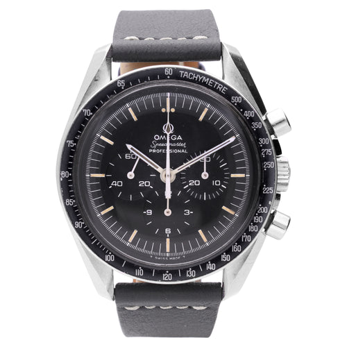 Stainless steel OMEGA ref. 145.022 Speedmaster professional chronograph wristwatch. Made 1971