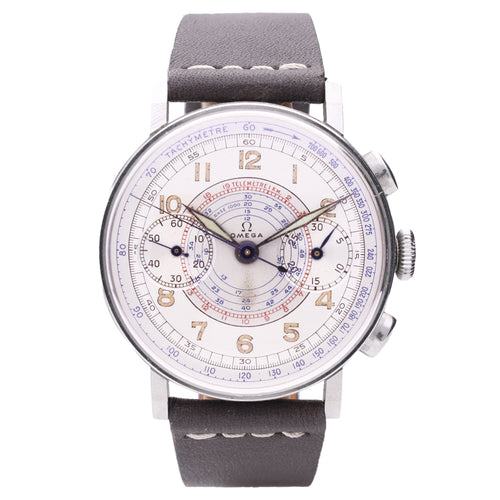 Stainless steel OMEGA 33.3 Chronograph wristwatch. Made 1940
