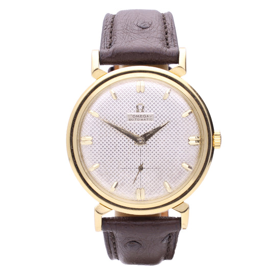 18ct yellow gold OMEGA automatic 'bumper' wristwatch. Made 1952