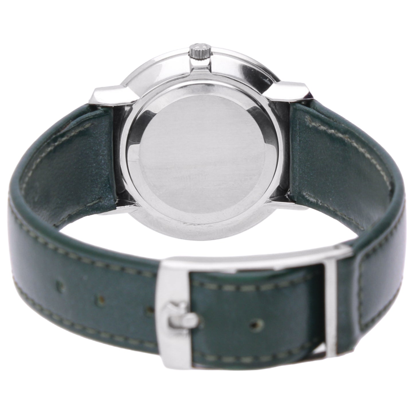 Stainless steel OMEGA DeVille wristwatch with green dal. Made 1968
