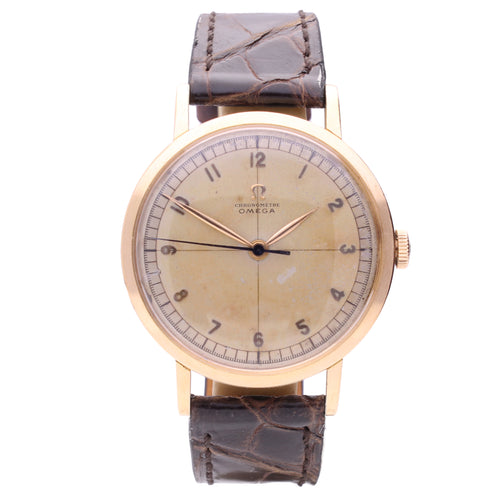 18ct rose gold OMEGA Chronomètre wristwatch. Made 1951