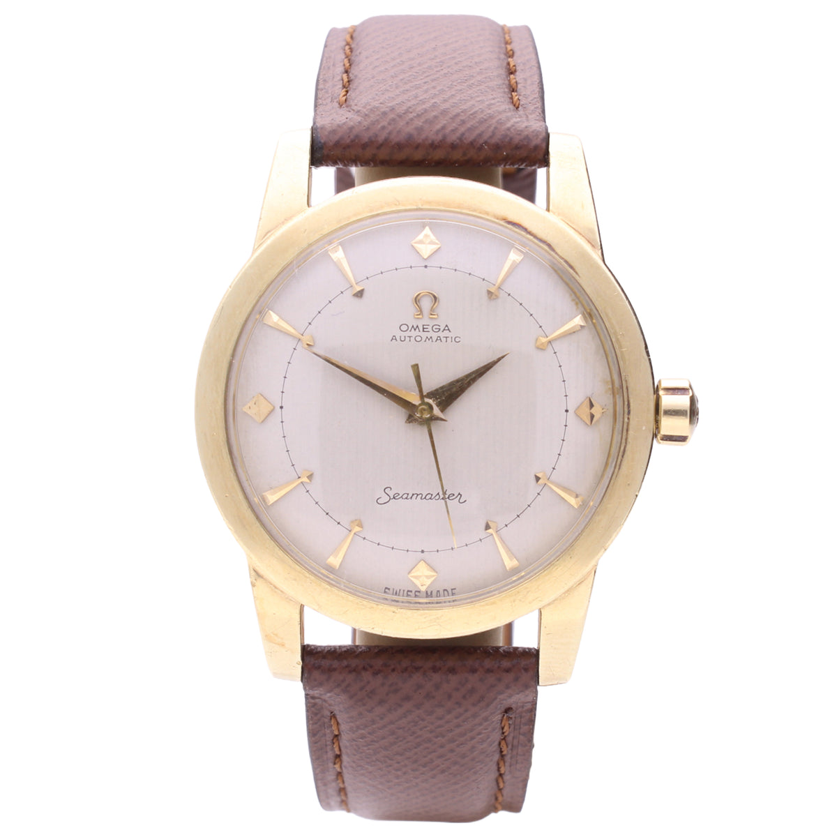 Steel & Gold capped OMEGA Seamater automatic wristwatch. Made 1953