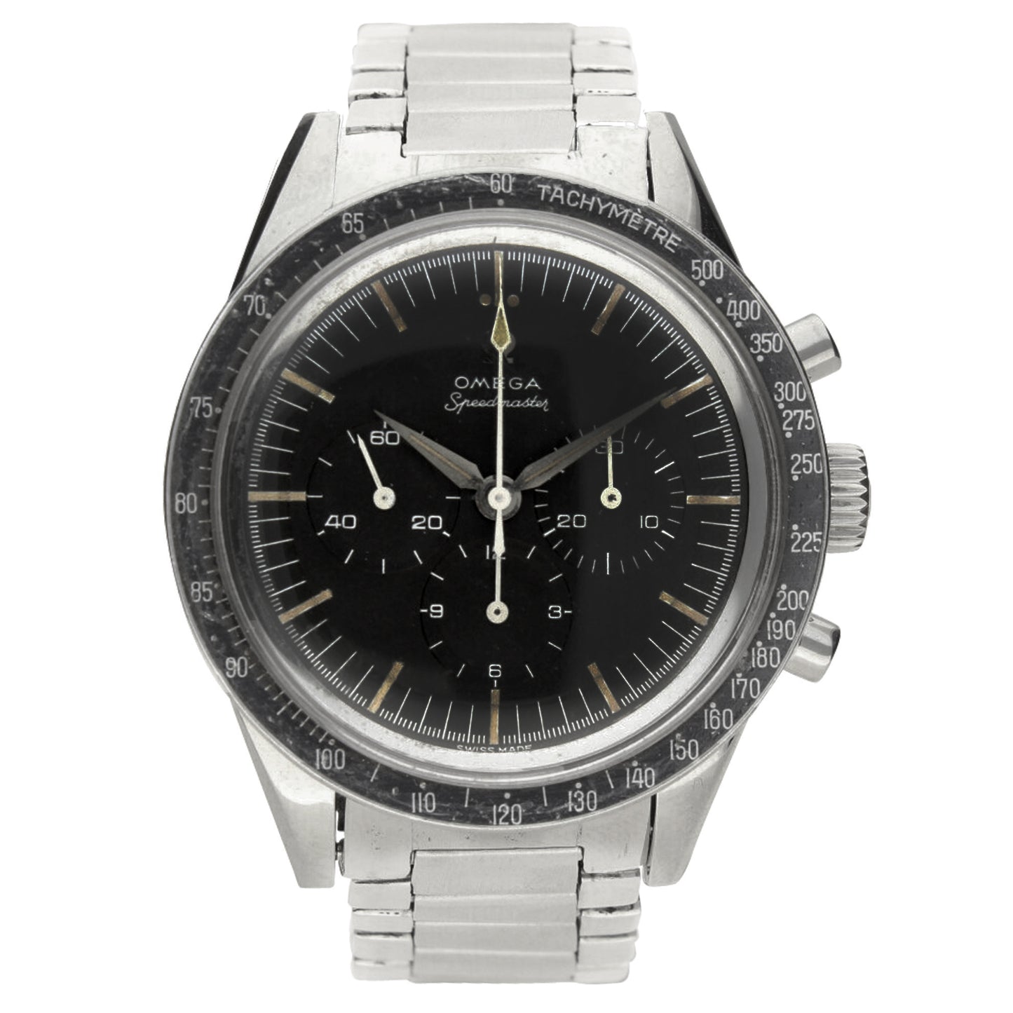 Stainless steel OMEGA ref. 105.002-62 Speedmaster wristwatch. Made 1963