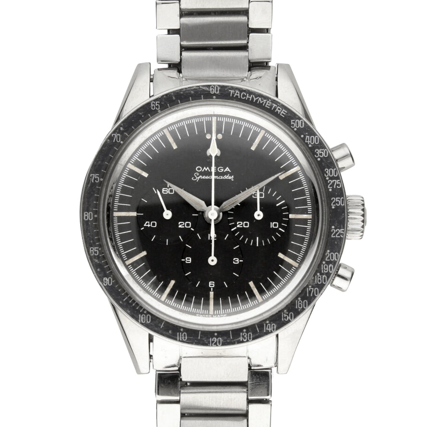 Stainless steel OMEGA ref. 105.002-62 Speedmaster wristwatch. Made 1963