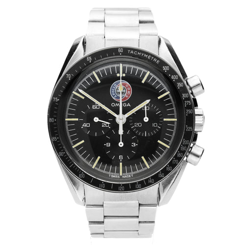 Stainless steel OMEGA ref. 145.022 Speedmaster 'Apollo Soyuz' chronograph wristwatch. Made 1976
