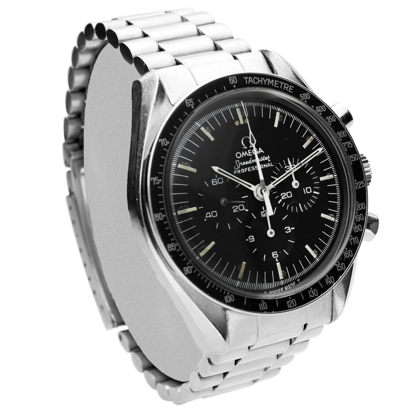 Stainless steel OMEGA ref. 145.022-76 Speedmaster professional chronograph wristwatch. Made 1977