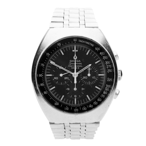 Stainless steel Speedmaster Mark II chronograph bracelet watch. Made 1970